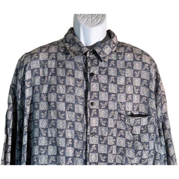 GENERRA RESERVE Men's Short Sleeve Button Down Rayon Shirt Blue White XXL - Picture 2 of 4